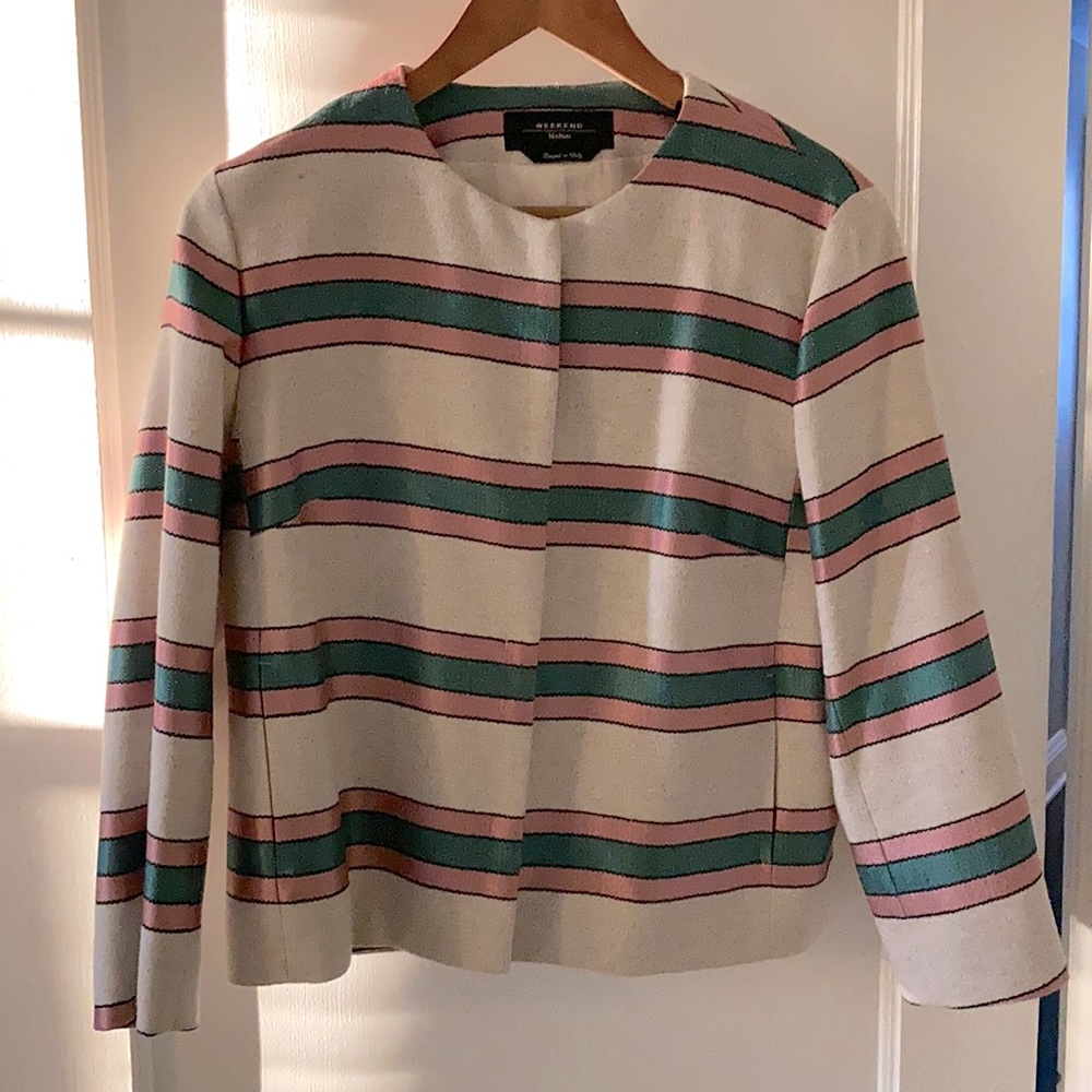 *New* Max Mara Weekend Beige/Pink/Teal Striped Jacket